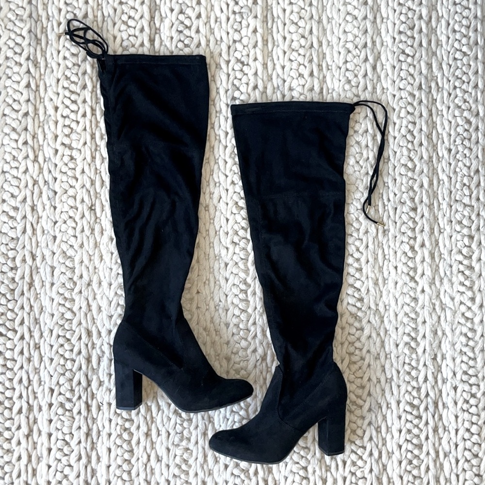 Kohls Thigh High Boots in Black Suede - Size: 6.5